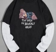 Guys 2 In 1 Letter Cartoon Print Tee