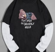 Guys 2 In 1 Letter Cartoon Print Tee