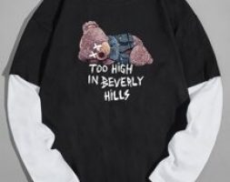 Guys 2 In 1 Letter Cartoon Print Tee