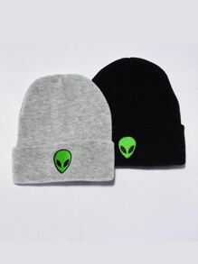 Guys 2pcs Cartoon Alien Knit Beanie