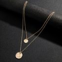 Guys 2pcs Disc Pendant Chain Necklace