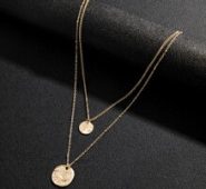 Guys 2pcs Disc Pendant Chain Necklace