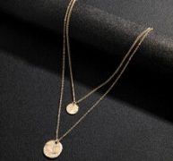 Guys 2pcs Disc Pendant Chain Necklace