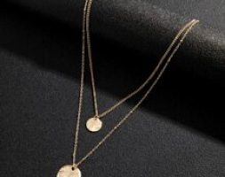 Guys 2pcs Disc Pendant Chain Necklace