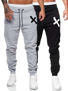 Guys 2pcs Graphic Drawstring Sweatpants