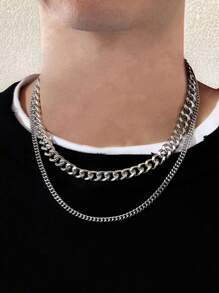 Guys 2pcs Minimalist Chain Necklace