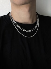 Guys 2pcs Minimalist Chain Necklace