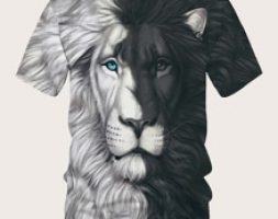 Guys 3D Lion Print Tee