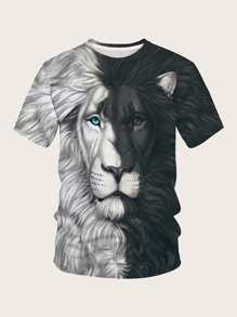 Guys 3D Lion Print Tee