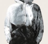 Guys 3D Wolf Print Drawstring Hooded Sweatshirt