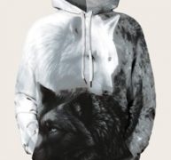 Guys 3D Wolf Print Drawstring Hooded Sweatshirt