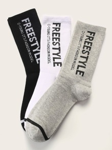 Guys 3pairs Slogan Graphic Crew Socks