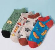 Guys 4pairs Cartoon Print Ankle Socks