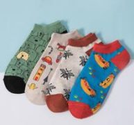 Guys 4pairs Cartoon Print Ankle Socks