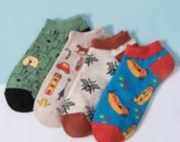 Guys 4pairs Cartoon Print Ankle Socks