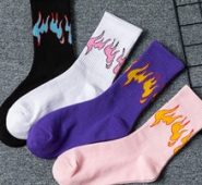 Guys 4pairs Fire Print Crew Socks