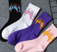Guys 4pairs Fire Print Crew Socks