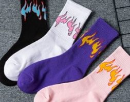 Guys 4pairs Fire Print Crew Socks