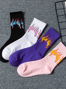 Guys 4pairs Fire Print Crew Socks