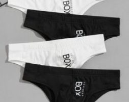 Guys 4pcs Letter Graphic Brief