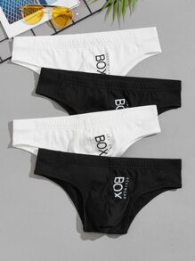 Guys 4pcs Letter Graphic Brief