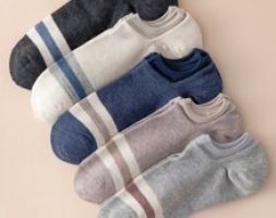 Guys 5pairs Striped Ankle Socks
