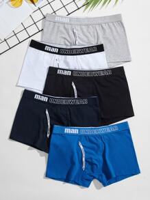 Guys 5pcs Letter Graphic Boxer Brief