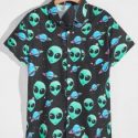 Guys Alien Print Shirt