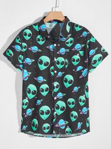 Guys Alien Print Shirt