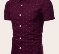 Guys Anchor Print Curved Hem Shirt