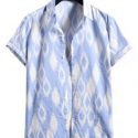 Guys Argyle Pattern Button Front Shirt