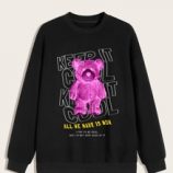 Guys Bear & Slogan Graphic Sweatshirt