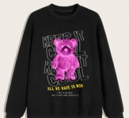 Guys Bear & Slogan Graphic Sweatshirt