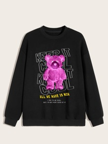 Guys Bear & Slogan Graphic Sweatshirt