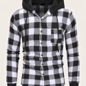 Guys Buffalo Plaid Drawstring Hooded Shirt