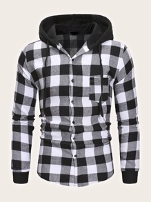 Guys Buffalo Plaid Drawstring Hooded Shirt