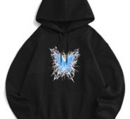 Guys Butterfly Graphic Kangaroo Pocket Drawstring Hoodie