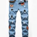 Guys Butterfly Graphic Ripped Jeans