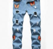 Guys Butterfly Graphic Ripped Jeans