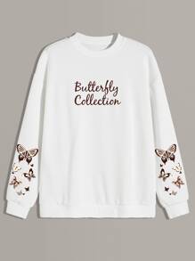 Guys Butterfly Letter Print Sweatshirt