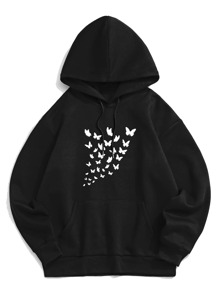 Guys Butterfly Print Drawstring Hoodie