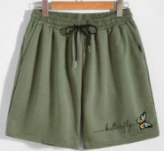 Guys Butterfly & Letter Graphic Drawstring Shorts