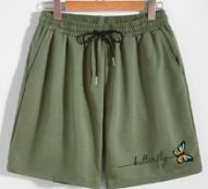 Guys Butterfly & Letter Graphic Drawstring Shorts