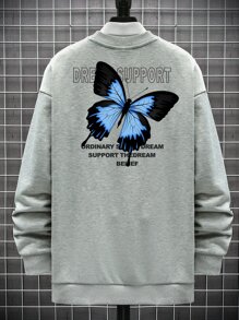 Guys Butterfly & Slogan Graphic Sweatshirt