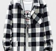 Guys Button Front Plaid Flannel Shirt