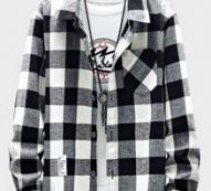 Guys Button Front Plaid Flannel Shirt