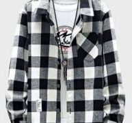 Guys Button Front Plaid Flannel Shirt