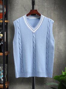 Guys Cable Knit Sweater Vest Without Tee