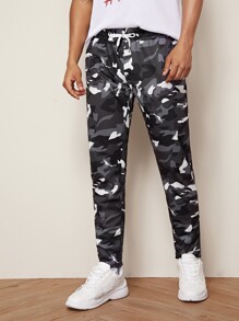 Guys Camo Print Drawstring Waist Pants