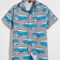 Guys Car &Striped Button Front Shirt